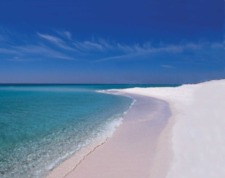 Sugar-white sand beaches in Pensacola Beach, Florida. 