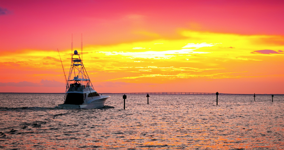 Sunset view from Choctawhatchee Bay in Destin, FL.