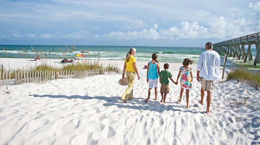 Soft, white sand in Navarre Beach, Florida is perfect for long walks on the beach.