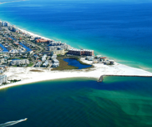aerial view of Destin Florida and the East Pass