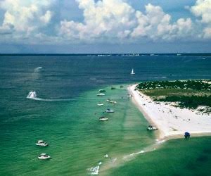 Aerial of Shell Island in Panama City Beach Florida